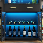 Loomie Bar Table Cabinet with LED Lights & Drawer, 8-Tier Wine Bar Cabinet with - Image 8