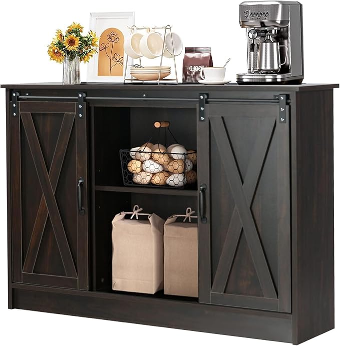 4 EVER WINNER 42" Farmhouse Coffee Bar Cabinet, Buffet Cabinet - Image 10