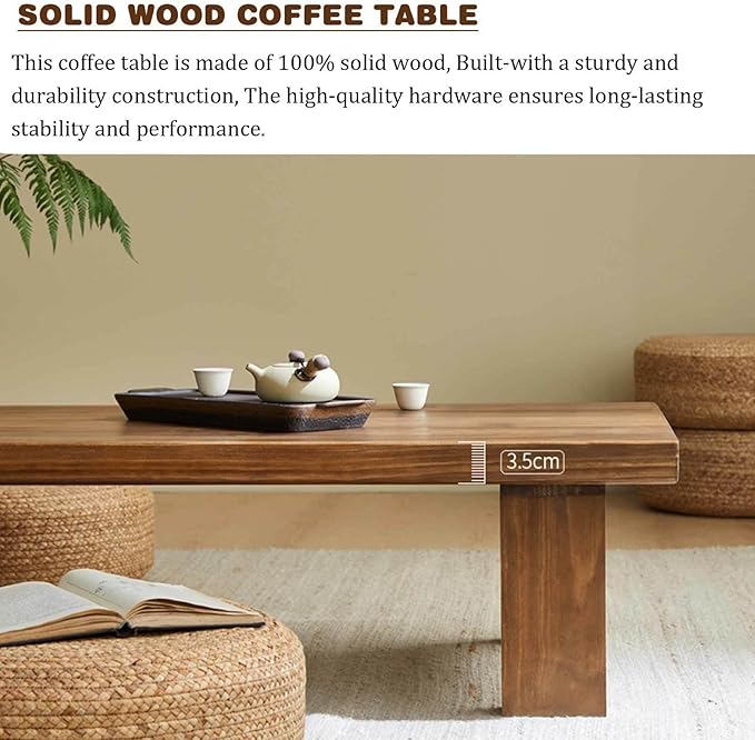 Solid Wood Japanese Tatami Coffee Table - Image 6