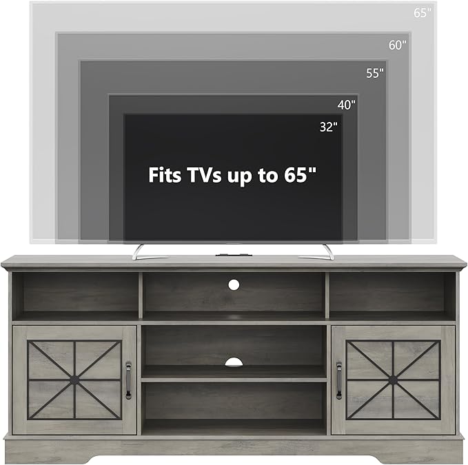 Xixini Farmhouse TV Stand for 65/60/55 Inch Tvs, Rustic Entertainment Center - Image 2