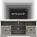 Xixini Farmhouse TV Stand for 65/60/55 Inch Tvs, Rustic Entertainment Center - Image 2