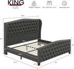 BRELTAM Upholstered King Size Bed Frame Velvet Tufted Bed Frame - Image 2