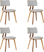 Armen Living Jaguar Mid-Century Dining Chair in Walnut Wood and Gray Fabric - Image 3