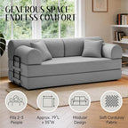 79'' Convertible Sofa Bed, 6 in 1 Folding Floor Futon Couch Sleeper - Image 6