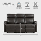 Lexicon Manual Reclining Sofa, Faux Leather Recliner Sofa, Wall Hugger - Image 5