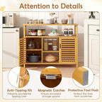 Giantex Bamboo Bathroom Storage Cabinet, 2-Door Storage Organizer - Image 6