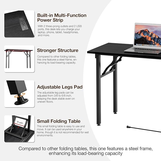 TEMI Small Computer Desk Folding Table - Image 9