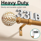 QDWIS Boho Wood Curtain Rods for Windows 28 to 48 inch, Rustic Decorative - Image 4