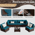 KIGOTY Patio Furniture Set, 7 Pieces Modular Outdoor Sectional Sofa, PE Rattan - Image 5