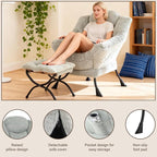 Welnow Lazy Chair with Ottoman, Modern Accent Chair with Armrests and a Side - Image 4