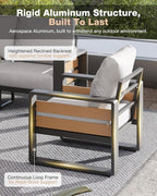 Aoxun Aluminum Patio Furniture Set, 4 Piece Luxury Outdoor Sectional - Image 4