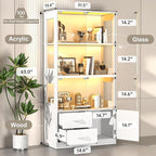 Display Cabinet with Glass Doors, 4-Tier Display Case with 3-Color Lights & - Image 2