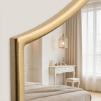 Besdomus Oversized Scalloped Gold Mirror: 54"x34" Modern Minimalist Wood Frame - Image 5