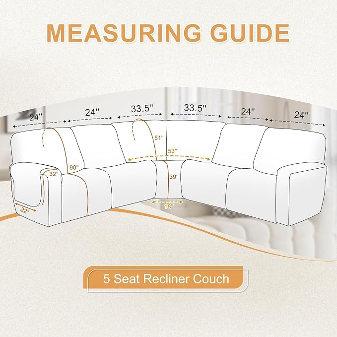 HDCAXKJ 100% Waterproof Reclining Sectional Couch Covers L Shape Recliner Sofa - Image 2