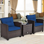 Tangkula 3 Pieces Patio Furniture Set, PE Rattan Wicker 3 Pcs Outdoor Sofa Set - Image 3