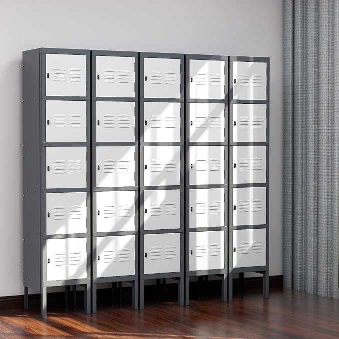 Metal Locker with 5 Doors, 5 Tier Locker Steel Employees Lockers, Tall Steel - Image 7