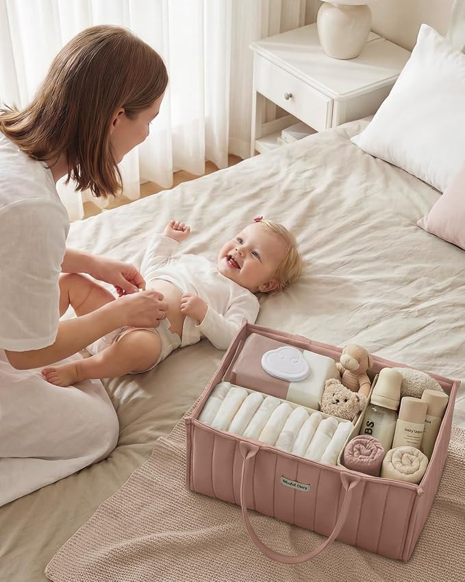 Blissful Diary Baby Diaper Caddy Organizer, Stylish Storage Basket - Image 7