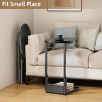 Elbourn Folding Side Table End Couch Tables, C-Shaped End Table - Image 7