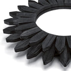 Honiway Black Wall Decor Wall Mirror 12 inch Boho Wall Decor Wood Decorative - Image 2