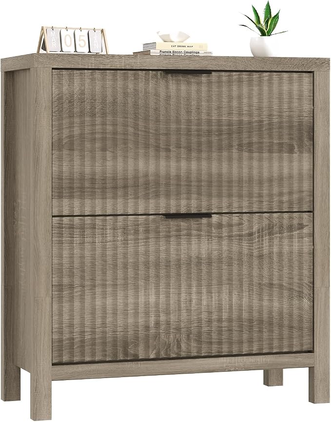 YOMILUVE Shoe Cabinet Storage for Entryway, Fluted Shoe Cabinet - Image 9