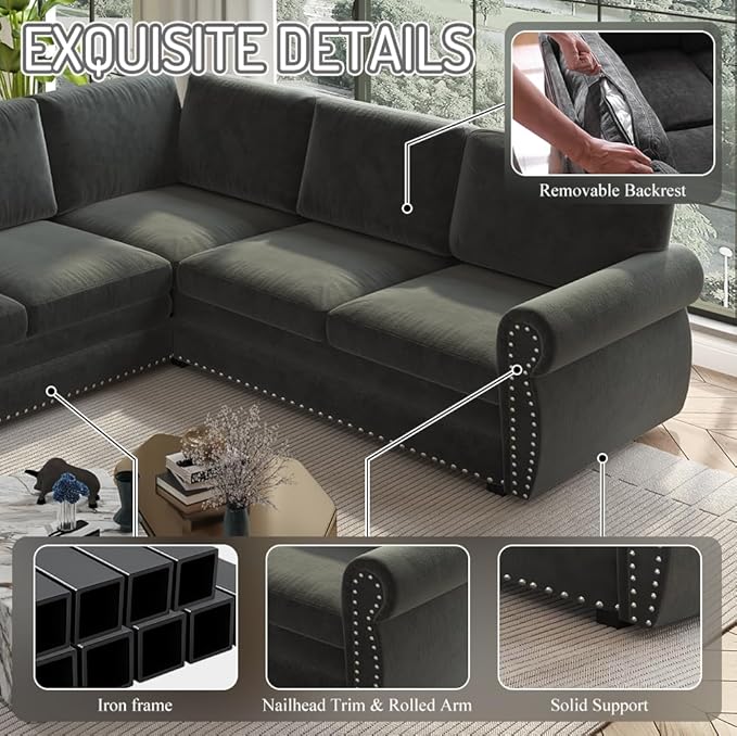 118" L-Shaped Sleeper Couch Bed - Image 3
