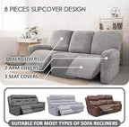 ULTICOR Velvet 8-Pieces Recliner Sofa Covers Stretch Reclining Couch Covers - Image 2