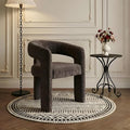 Modern Chenille Barrel Dining Chair Upholstered Fabric Dining Room Chair by QUINJAY