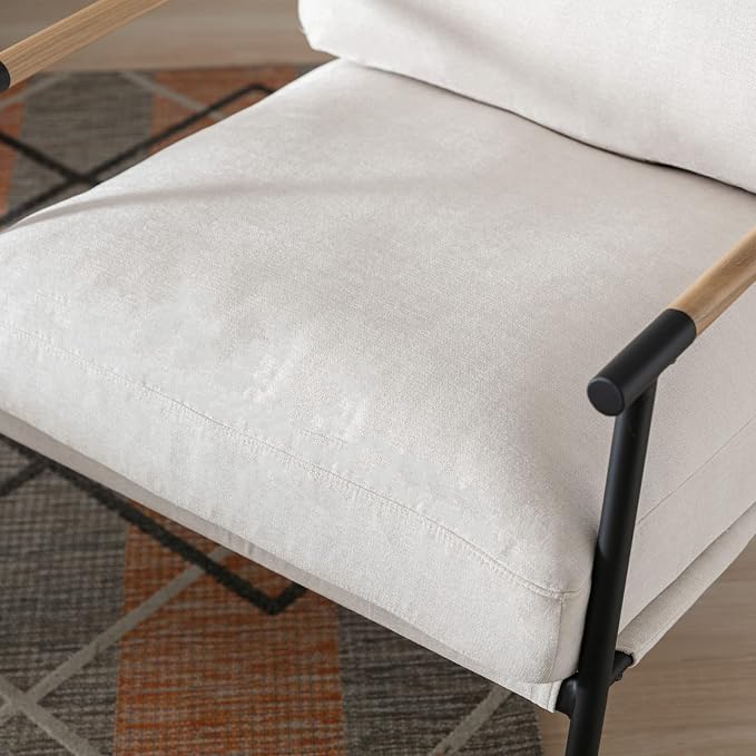 Ya-Home Mid-Century Accent Chair, Soft Armchair Chenille Fabric Lounge Chair - Image 5