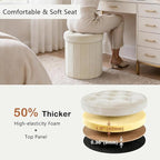 CAROLMADE Round Storage Ottoman, Velvet Folding Footrest Stool - Image 4