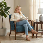 DUMOS Mid Century Modern Accent Chair, Upholstered Armchair - Image 7