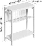 End Table Set of 2 for Small Space, 3-Tier Narrow Side Table - Image 3