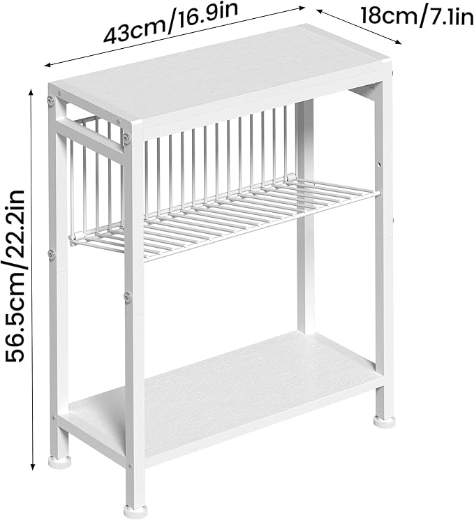 End Table for Small Space, 3-Tier Narrow Side Table - Image 3