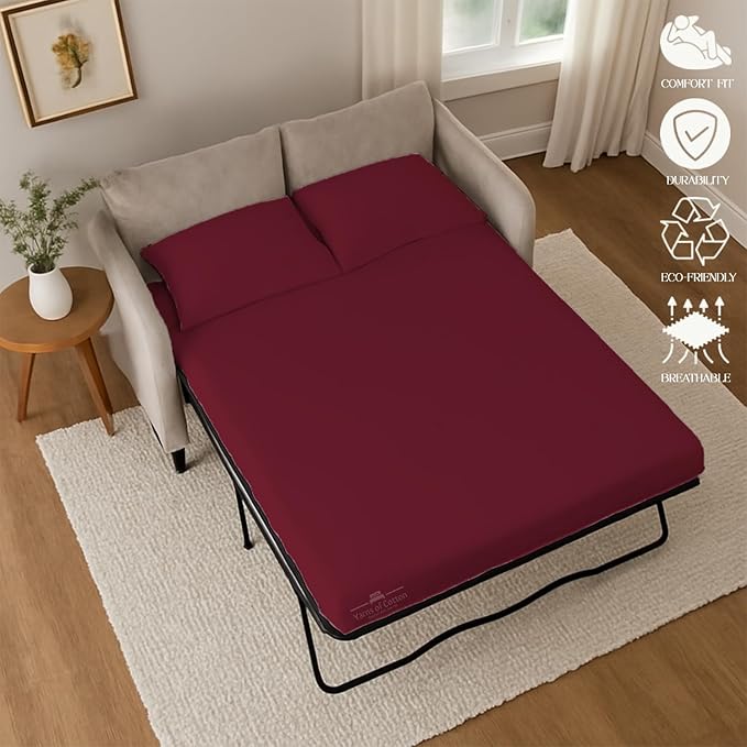 Sleeper Sofa Bed Sheet, 100% Cotton 400 Thread Count, 4 Piece Set, Deep Pocket - Image 6