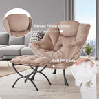 Tiita Lazy Chair with Ottoman, Khaki Modern Large Accent Chair, Comfy Leisure - Image 4