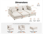 115" Oversized Chenille Couch Modular Sectional Sofa, Washable Cloud Couch - Image 2