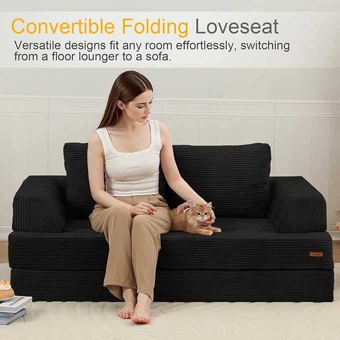 COMAX Futon Sofa Bed, Convertible Folding Sofa Bed, Boneless Couch Loveseat - Image 3
