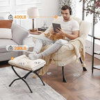 Lvory Lazy Chair with Ottoman, Large Velvet Accent Chair with a Throw Pillow - Image 7