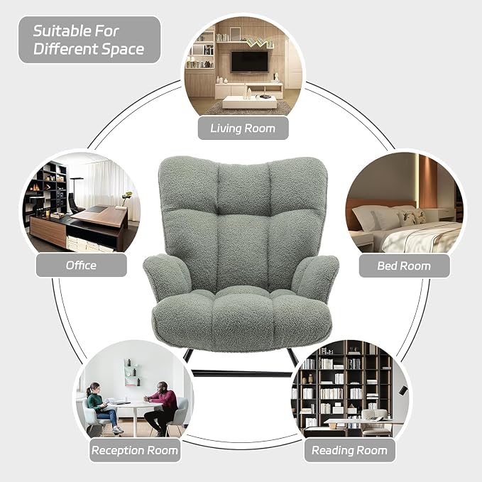 SAETSFEG Rocking Chair Nursery Teddy Upholstered Glider Rocker Rocking Accent - Image 5