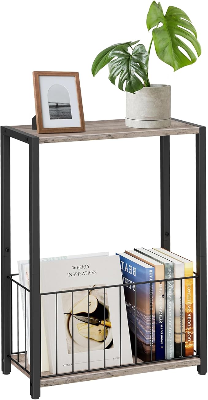 Homleke Narrow Side Table with Magazine Holder, Skinny End Table Perfect - Image 9