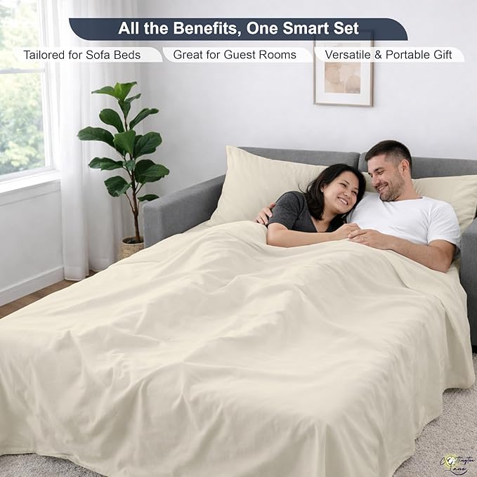 Cottington Lane Sleeper Sofa Sheets Full Size, 4 Piece Premium Quality 100% - Image 6