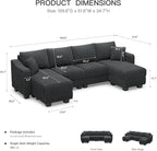 Belffin U Shaped Couch with Reversible Chaises Sectional Couches - Image 2