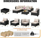 JOYURE 8 Pieces Patio Furniture Set All-Weather Outdoor Wicker Sectional - Image 3