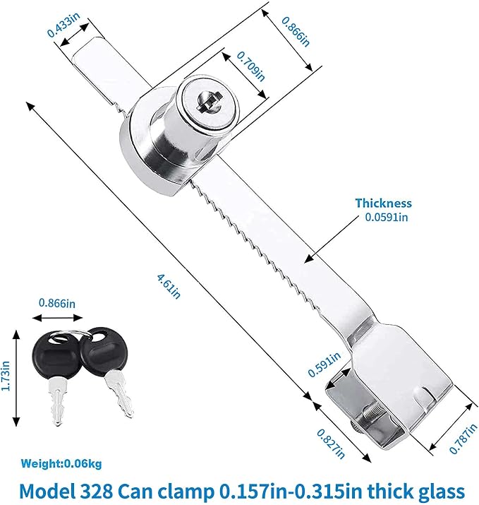 2Pcs Glass Cabinet Lock with Keys, Display Case Lock - Image 3