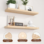fuqing 30 Inch Floating Shelves | Natural Wood Wall Shelves Set of 2 | 30" W x - Image 5