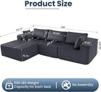 DUMOS 108" Boneless Couch, Cloud Sectional Couch - Image 3