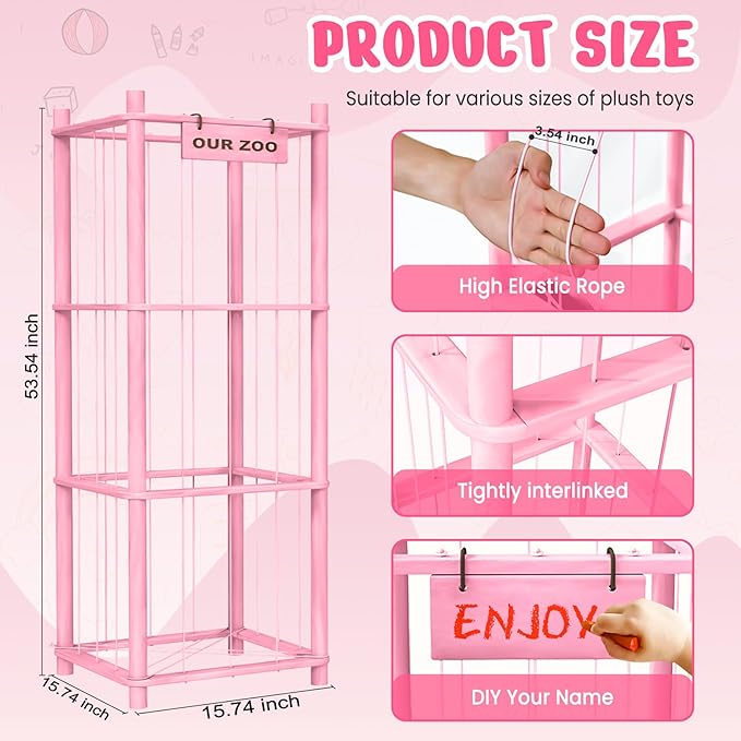 Woodure Stuffed Animal Storage & Organizer, Wooden Cute Zoo Toy Holder - Image 4