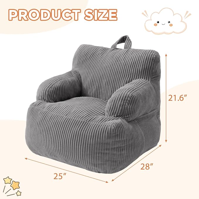 Bean Bag Chairs for Kids with Armrests, Comfy Kids Bean Bag Chair, Stuffed - Image 2