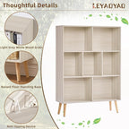 LEYAOYAO Cube Bookshelf 3 Tier Mid-Century Light Grey White Modern Bookcase - Image 4