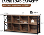 8 Cube Storage Organizer Bookshelf, Industrial Horizontal Bookcase, Accent - Image 2