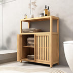 Bamboo Storage Cabinet Bathroom Floor Cabinet Side Storage Organizer Cabinet - Image 7